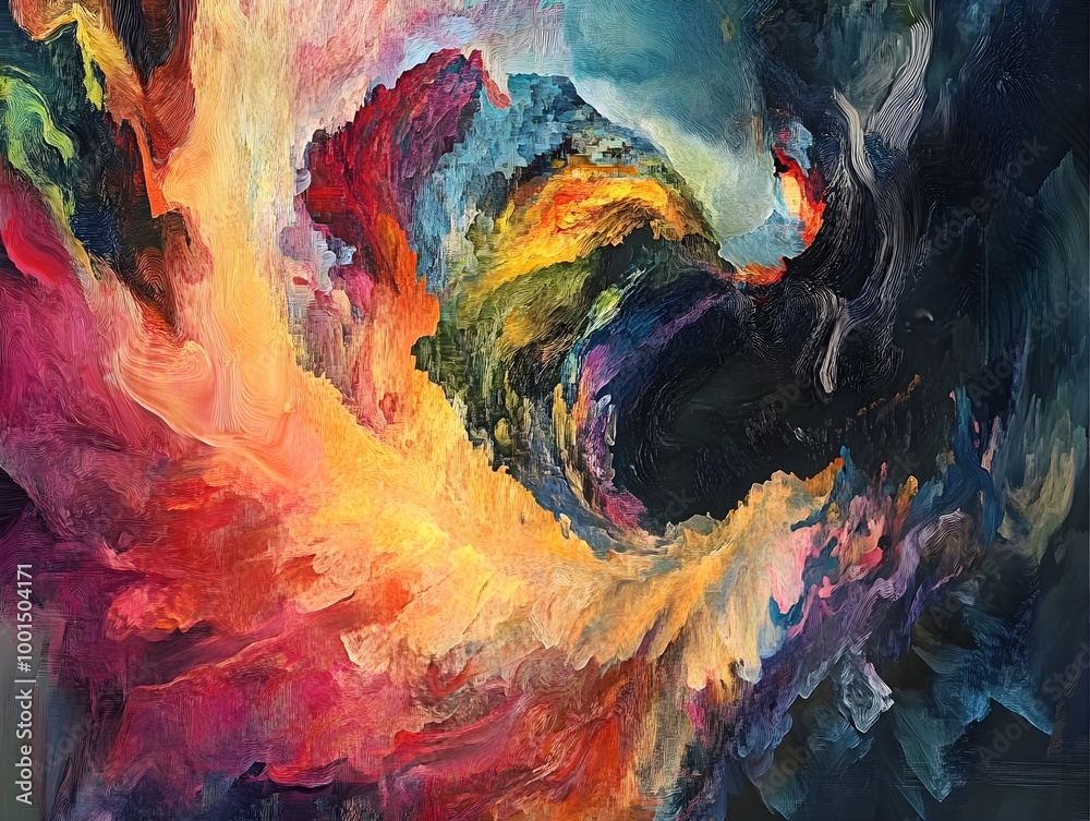 Poster vibrant abstract swirl of colors in dynamic motion