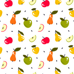 Seamless pattern with apples and pears. Vector illustration.