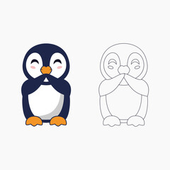 Shy Penguin Coloring Activity for Children