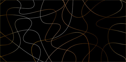 Random pattern colorful line stroke on a transparent background. Chaotic random lines abstract geometric pattern vector background. Decorative golden pattern with tangled curved lines.	