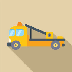 Yellow tow truck waiting to provide roadside assistance to help a broken down car get to a mechanic