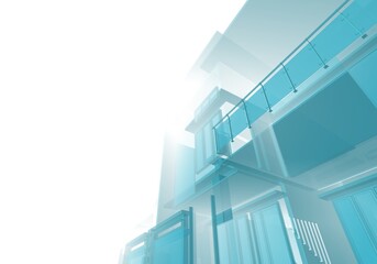 Obraz premium Architectural sketch of a building 3d rendering