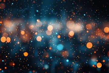 Enchanting orange blue bokeh lights background