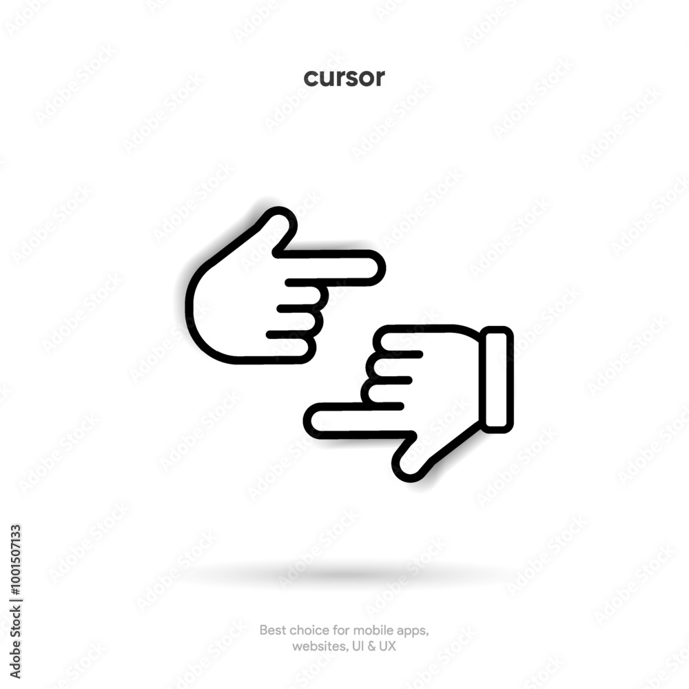Poster Mouse click cursor set. Hand Cursor. Click icon. Mouse pointer set. Arrow cursor. Pointer click icon. Clicking cursor, pointing hand clicks and waiting loading icons. Website arrows or hand icon.
