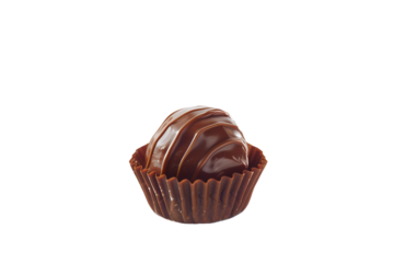 Delicious chocolate candies with rich fillings isolated on transparent background