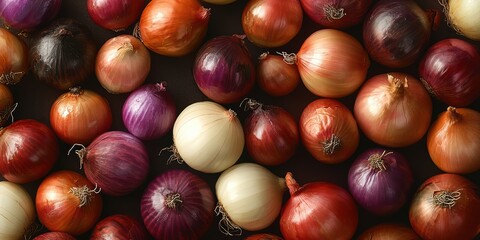 Fototapeta premium Colorful Onions Stacked in a Captivating Background