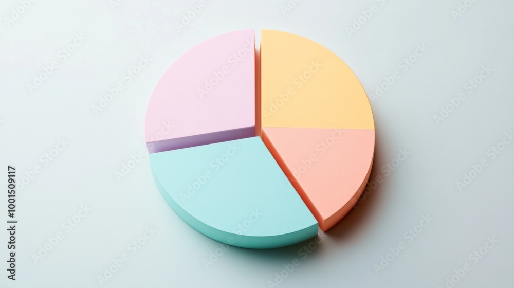 Aufkleber a minimalistic pie chart with pastel-colored slices representing different budget categories, displa