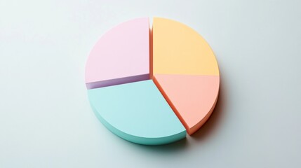 Obraz premium A minimalistic pie chart with pastel-colored slices representing different budget categories, displayed on a light background with percentages clearly labeled for easy understanding.