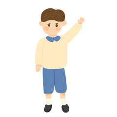 little child waving hands wearing sweater
