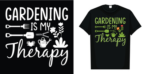 Plant T-Shirt for Women Funny Gardening Pattern Shirt Words Print Plant Lover Gift Casual Garden Top, Gardening is My Therapy Funny T-Shirt