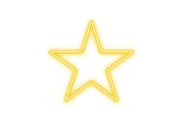 Glowing neon star shape isolated on transparent background. Yellow light neon star sign. Futuristic...