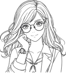 line art bride girl and mordan Woman line Drawing design.