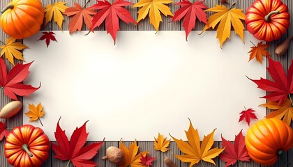 Colorful Autumn Leaves on Wooden Background with Copy Space for Seasonal Promotions