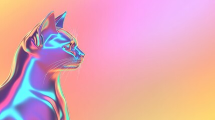 Fototapeta premium Vibrant Neon Outline of Cat on Gradient Background