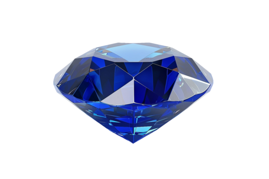 Flawless deep blue sapphire stone isolated on transparent background