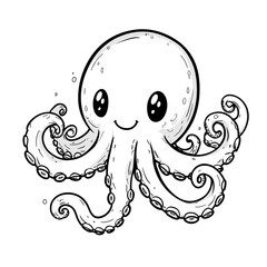 Fototapeta premium Cute Kawaii octopus coloring Pages Kids