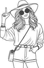 line art bride girl and mordan Woman line Drawing design.