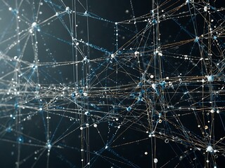 Blue and white web of lines and dots, evoking a techy vibe