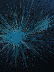 Blue background filled with comic bursts and dynamic textures.