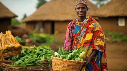 A man dressed in a traditional Rwandan agaseke