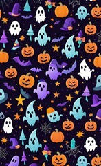 Fototapeta premium halloween pattern with ghosts