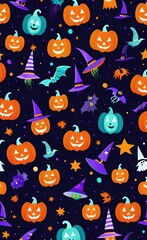 Naklejka premium halloween seamless background