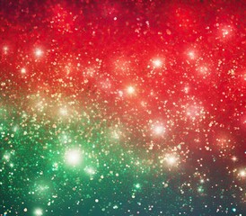 Obraz premium Red and green glittery background with star sparkles