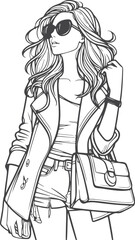 line art bride girl and mordan Woman line Drawing design.