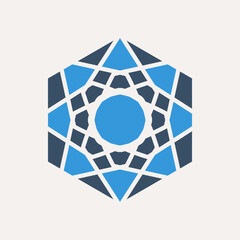 Arabic mosaic geometric symbol. Vector hexagonal oriental ornamental logo template