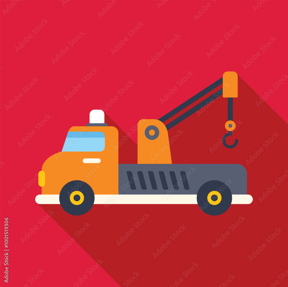 Wall mural simple vector illustration of a tow truck with a hook lifting mechanism, depicted in a flat design s