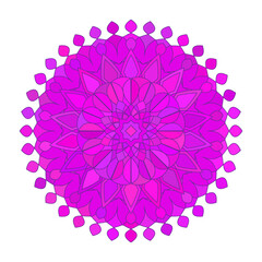 Asian colorful floral mandala. Vector ethnic circular ornament. Stylish design in purple shades