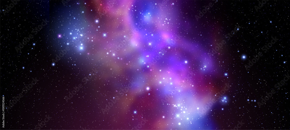 Wall mural space vector background with realistic nebula and shining stars. magic colorful galaxy with stardust