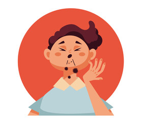 Ill little child cough concept. Vector flat graphic design element concept illustration