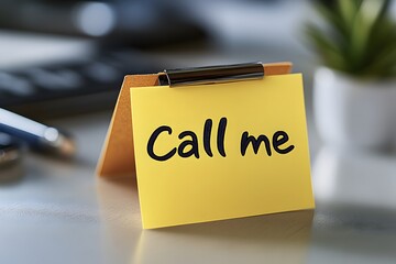 Piece of yellow sticky note with the message Call me