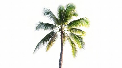 Lush Palm Tree Against Bright Sky Background