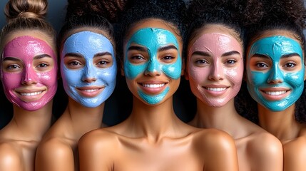 Obraz premium DIY Face Mask Collection, an array of handmade face masks in soft neutral tones, showcasing creativity and personal style in fabric choices.