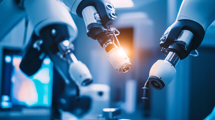 Robotic Arms in a Blue Factory