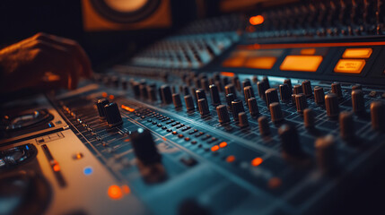 Sound Engineer Mixing Music in Studio