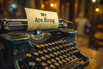 Typewriter With A Page Popping Out That Reads We Are Hiring
