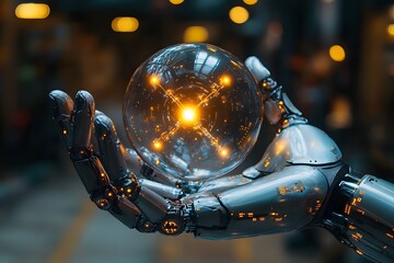 Robot Hand Delicately Holding A Single Glowing Atom