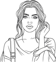 line art bride girl and mordan Woman line Drawing design.