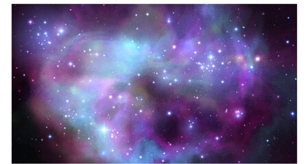 Space vector background with realistic nebula and shining stars. Magic colorful galaxy with stardust © WhataWin