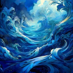 Obraz premium Blue dollar stream background