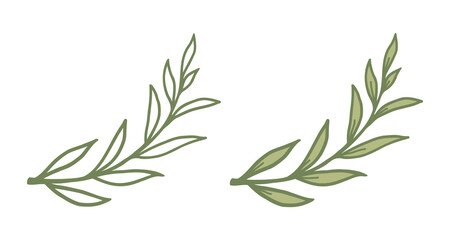 Obraz premium Vector vintage hand drawing wreath. Retro emblem of green wreath.
