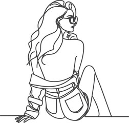 line art bride girl and mordan Woman line Drawing design.