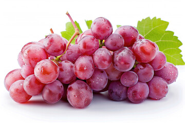 Fototapeta premium A full-size cluster of fresh red grapes, isolated on a white background