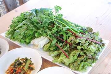 Korean food ingredients. assorted vegetables