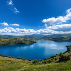 Fototapeta premium lake and hills