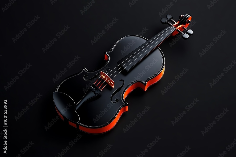 Poster Minimalist violin icon, with sleek lines representing the shape of a violin and its strings, capturing the elegance of the instrument in a simple design