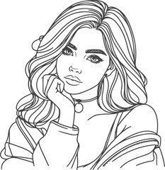 line art bride girl and mordan Woman line Drawing design.